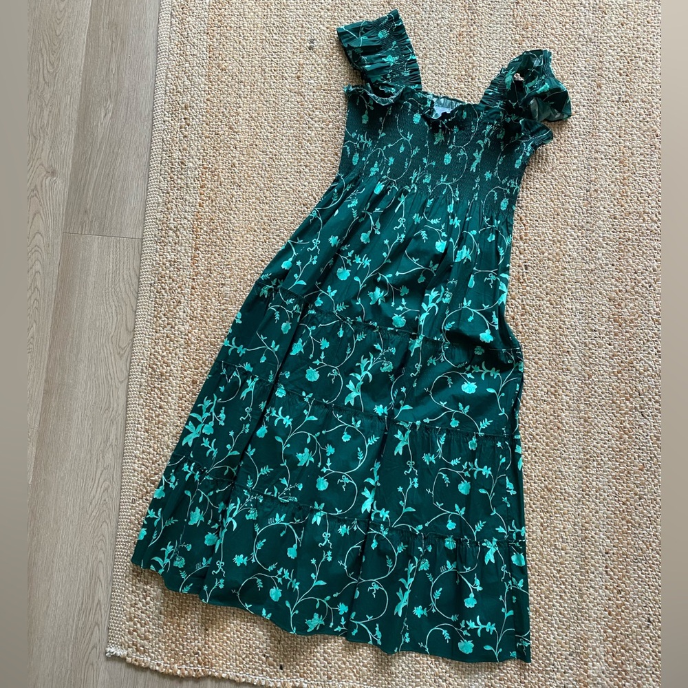 Hill House Ellie Nap Dress in Green Botanical - M